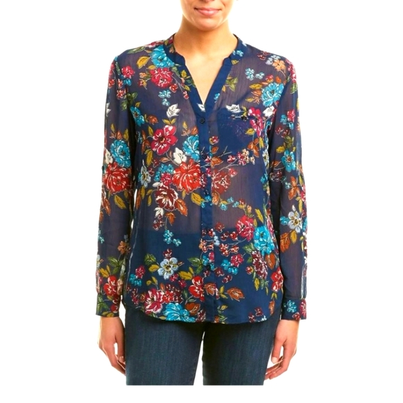 Kut from the Kloth Tops - KUT From Kloth |  Navy Sinclair Chiffon Floral Blouse